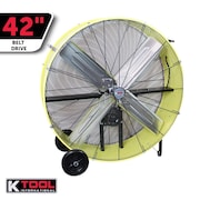 K-Tool International 42" Belt Drive Industrial Drum Fan, Safety Yellow KTI77743